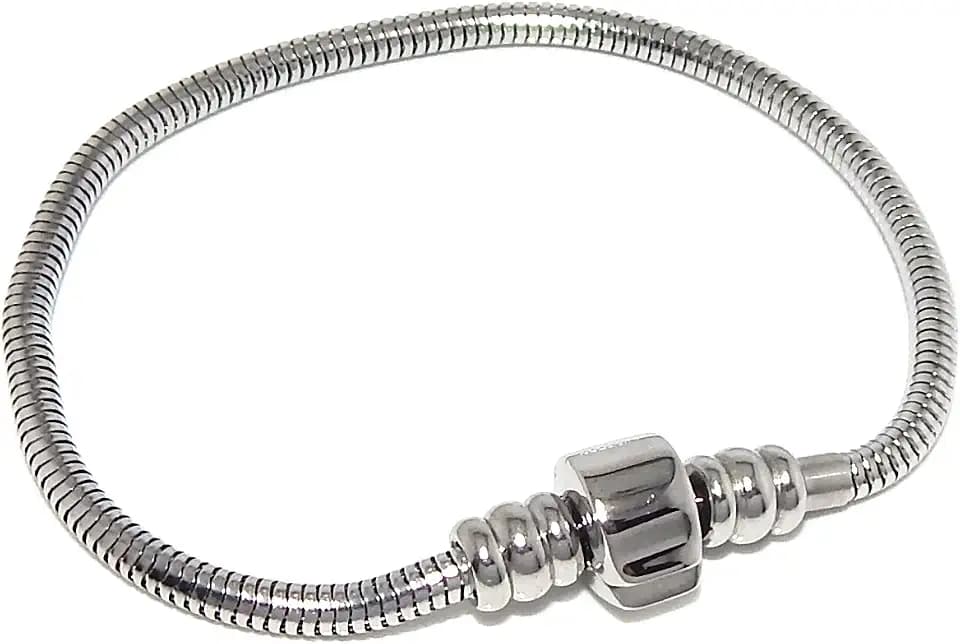 Stainless Steel Starter Charm Bracelet Barrel Snap Clasp Unscrew END Fits Pandora Charms