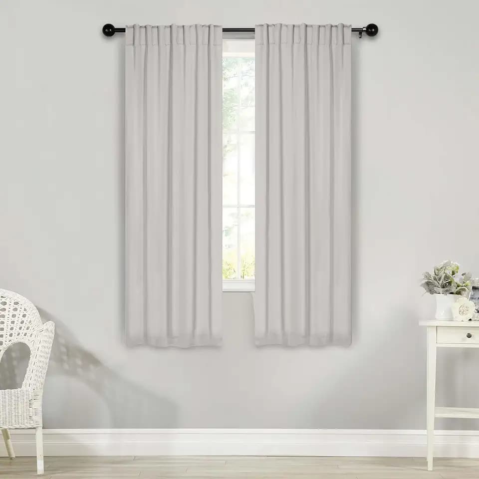 Superior Blackout Curtains, Room Darkening, Bedroom, Drapes, Kitchen, Living Room Window Accents, Sun Blocking, Thermal, 2 Pack, Solid Blackout Back Tab Curtains, Set of 2, 26" x 63", Chrome