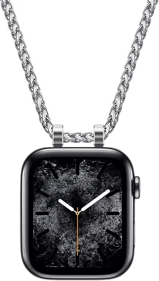 Halsketten-Adapter-Anhänger, kompatibel mit Apple Watch, Infinity und Doppelschlaufen-Verbinder, 81,3 cm Edelstahl-Weizenkette, 3 mm, für iWatch-Serie 9/8/7/6/5/4/3/SE
