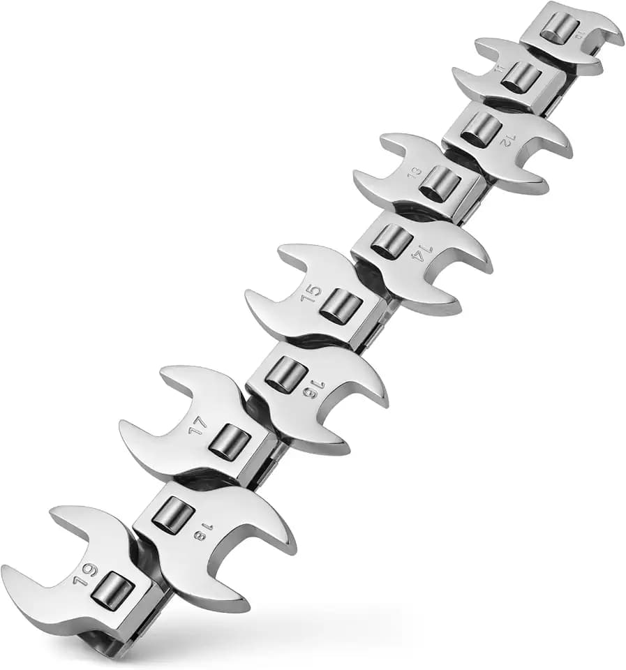 Crowfoot Wrench Set, Crows Foot Wrench Set 3/8” Drive with 10 Pieces Metric Crowfoot for Automotive Repair (Metric)