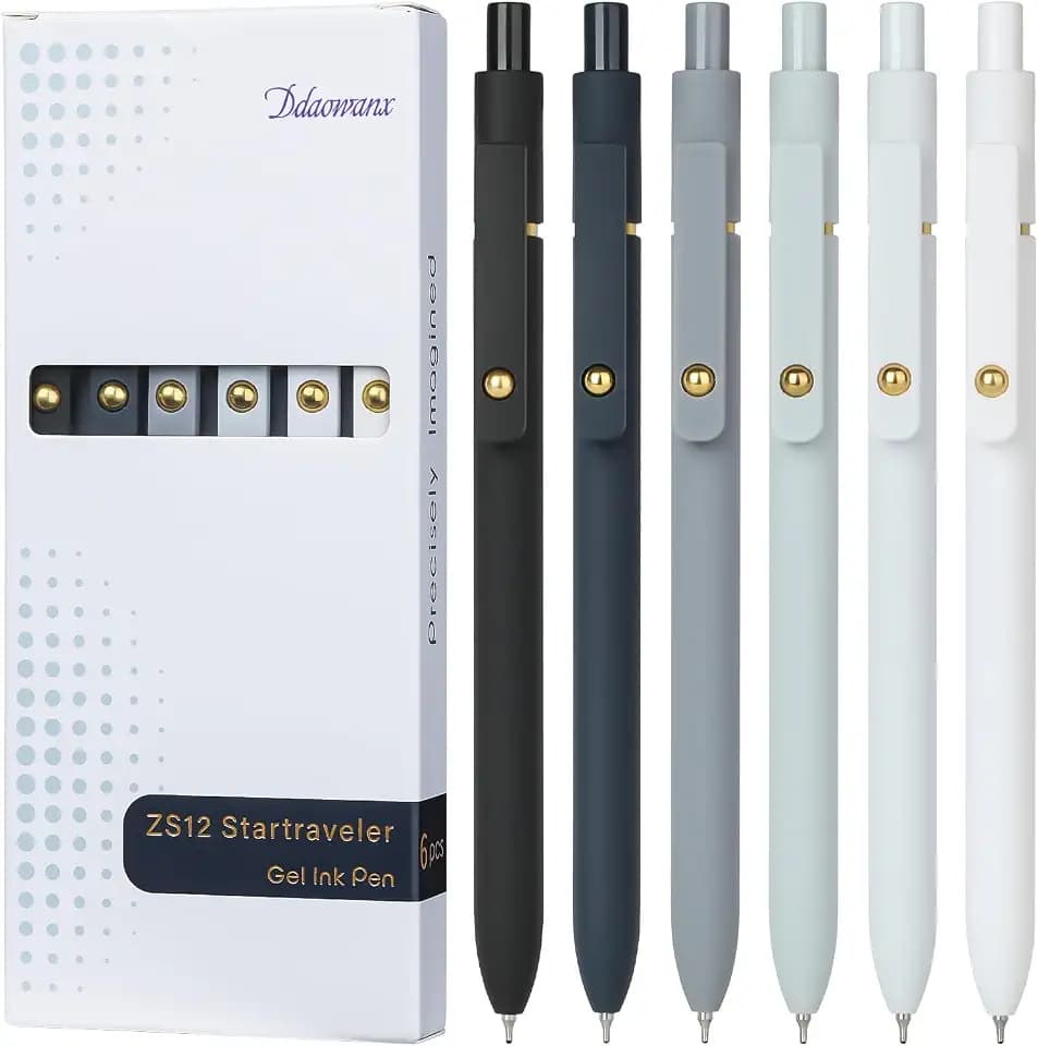 Ddaowanx Gel Pens,6 Pcs 0.7mm Retractable Quick Dry Black Ink Pens