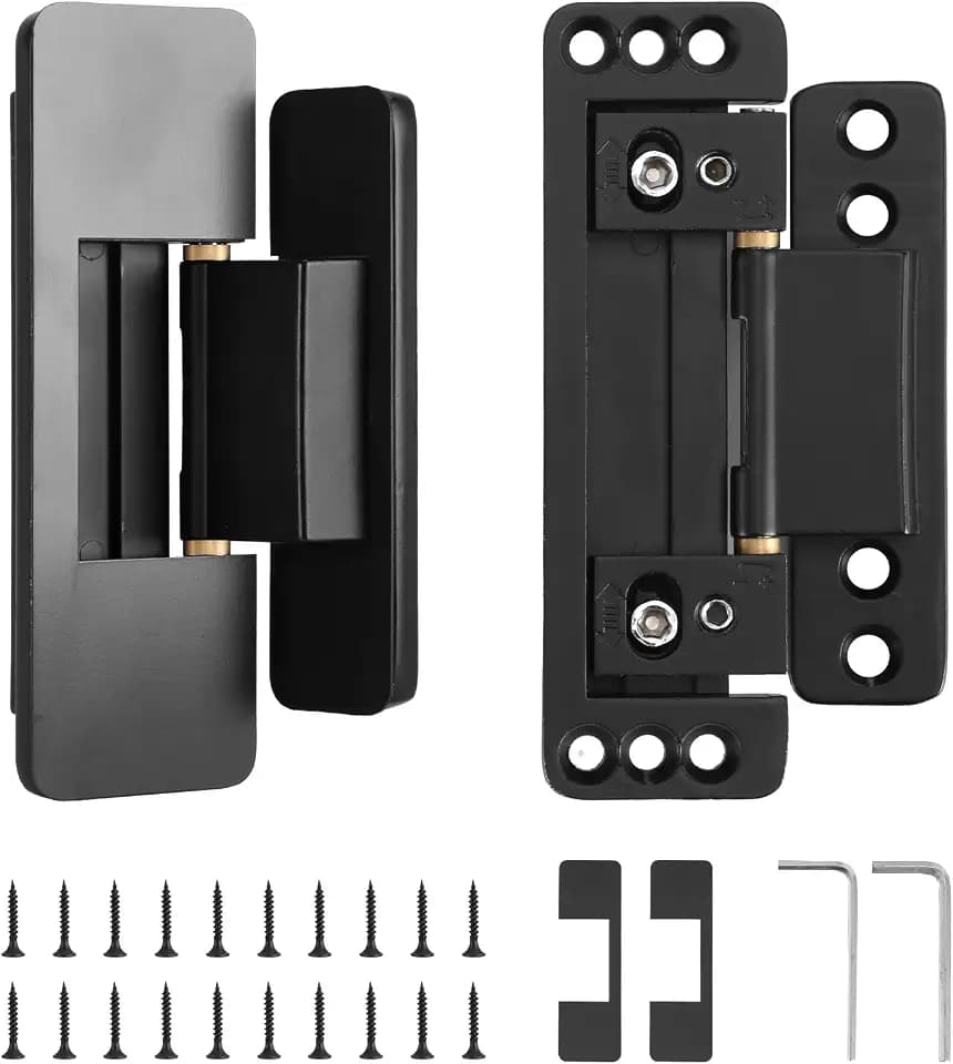HBL' 4 Pack Hidden Door Hinges, Ultra-Thin Adjustable Concealed Hinges for Secret Doors, Pantries & Closets, Heavy Duty Invisible Design