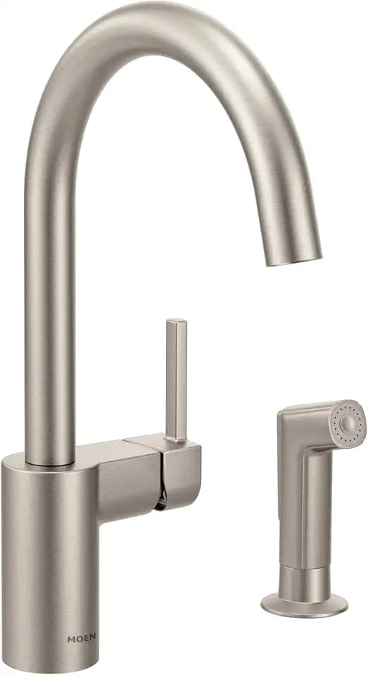 Moen 7165SRS Align One-Handle High-Arc Modern Kitchen Faucet with Side Spray, Spot Resist Stainless