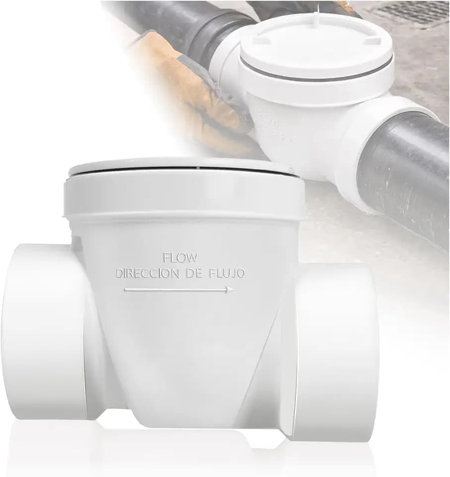 3" PVC Backwater Valve Drain Backflow Preventer Valve, White