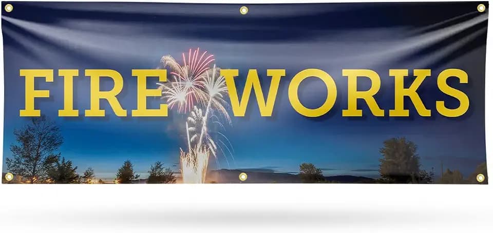 Fireworks Banner Sign 24 Inch x 72 Inch | 13 oz Vinyl with Metal Grommets | Heavy-Duty Single-Sided Outdoor Durable Printed High-Quality Weatherproof | Made in the USA