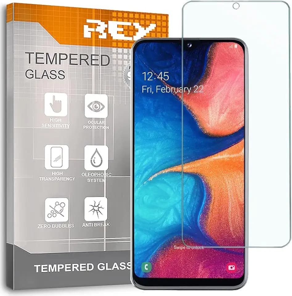 REY Bildschirmschutz aus gehärtetem Glas für Samsung Galaxy A20e, Schutzfolie, Displayschutzfolie 9H+ Härte, Anti-Kratzen-Öl-Bläschen