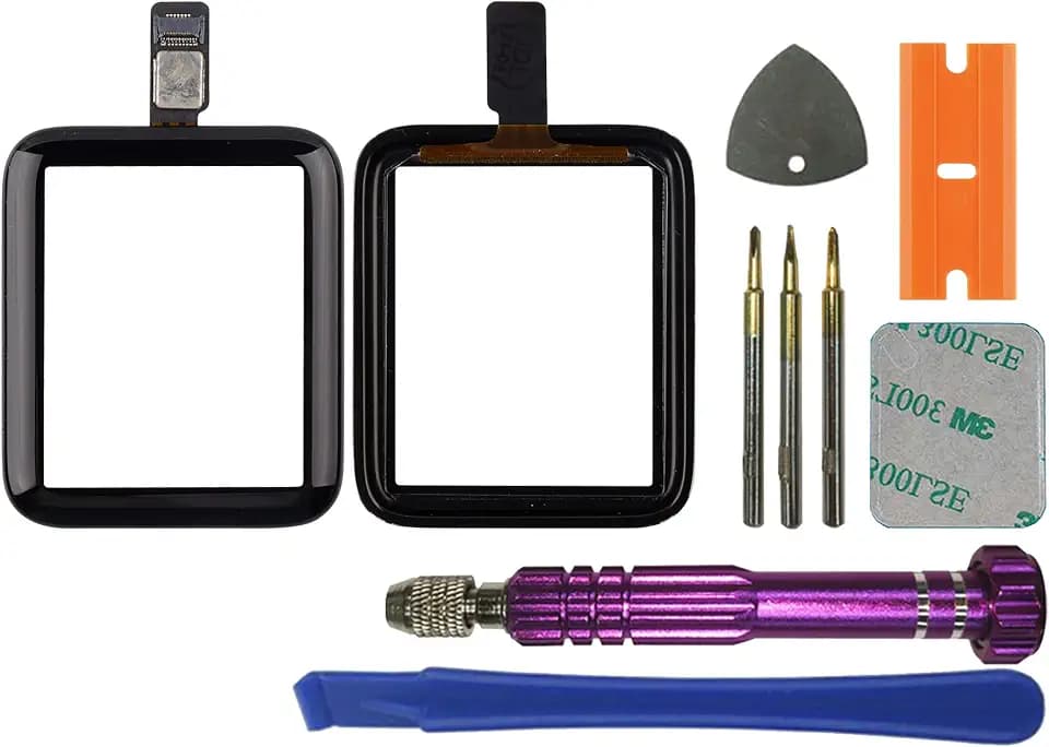 Display Glas Frontglas Reparatur Set mit Connector kompatibel mit iWatch Series 2 42mm & Series 3 42mm (No LCD Screen) inkl. Werkzeugsatz