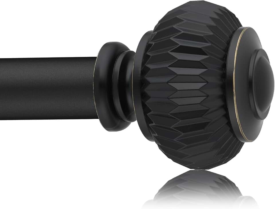 Black Curtain Rods for Windows 66 to 120 Inches 1 Inch Adjustable