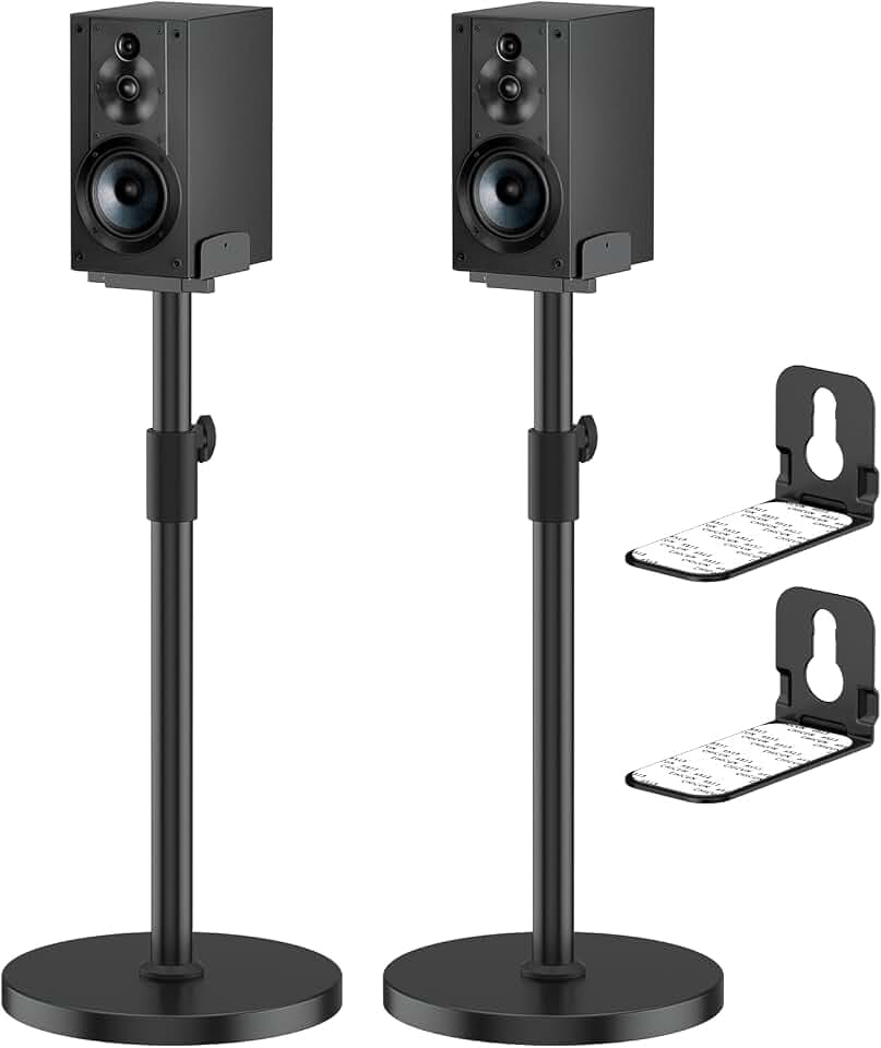 Robustes Lautsprecherständer-Paar für Sony-Lautsprecherständer SS-CS5/SS-CS5M2/SS-CS8/SA-Z9R mit Soundbar-Halterungen, beidseitig verstellbar, passend für 5–11-Zoll Lautsprecher. WR-Kabelmanagement