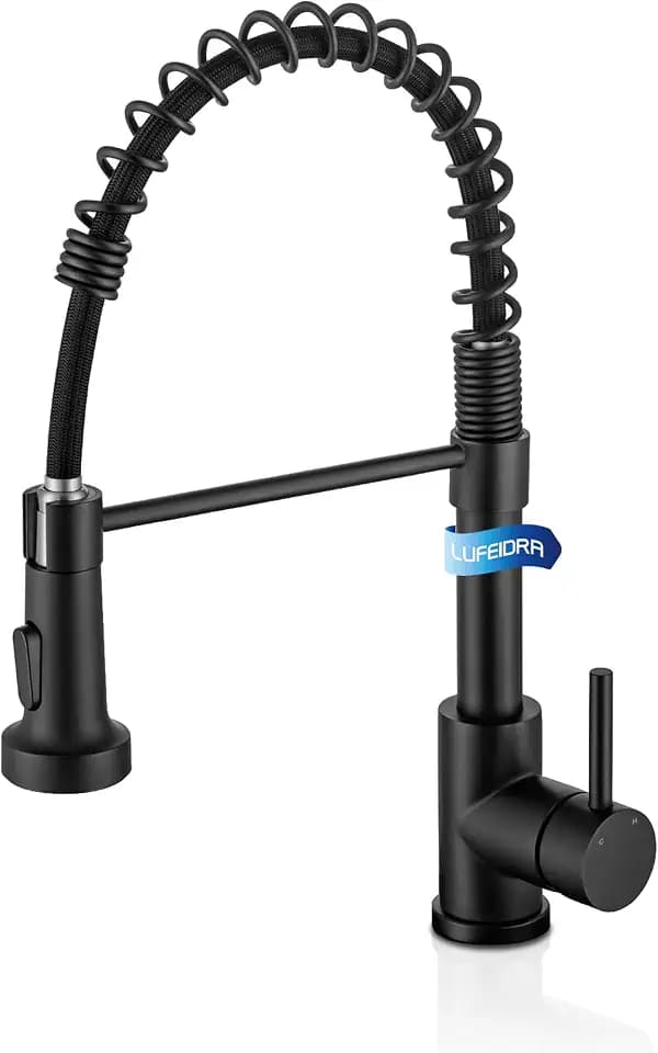 LUFEIDRA Kitchen Sink Faucet, 2 Spray Modes, Single Handle, Matte Black