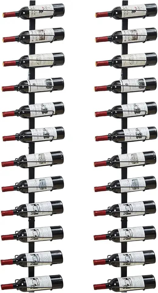 2 Pack 12 Bottle Wall Wine Rack for 24 Wine Bottles, DIY Detachable Wall Mount Wine Rack, Wine Storage Organizer Display Holder Used As One or Four, for Dining Room, Wine Cellar, wine lover gift
