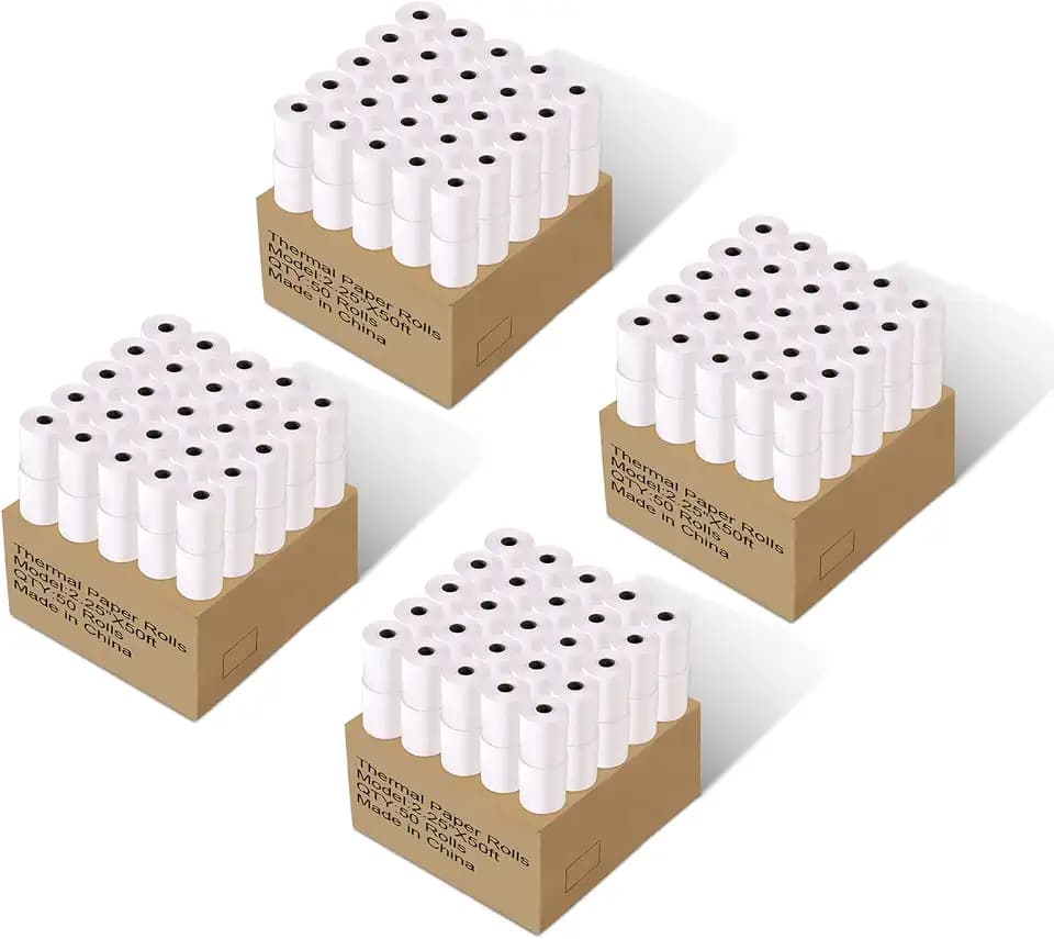 Immuson 2 1/4 x 50 Thermal Paper Receipt Rolls 2.25 x 50 ft Receipt Paper POS Cash Register Fits Credit Card Terminals Verifone (200 Rolls)