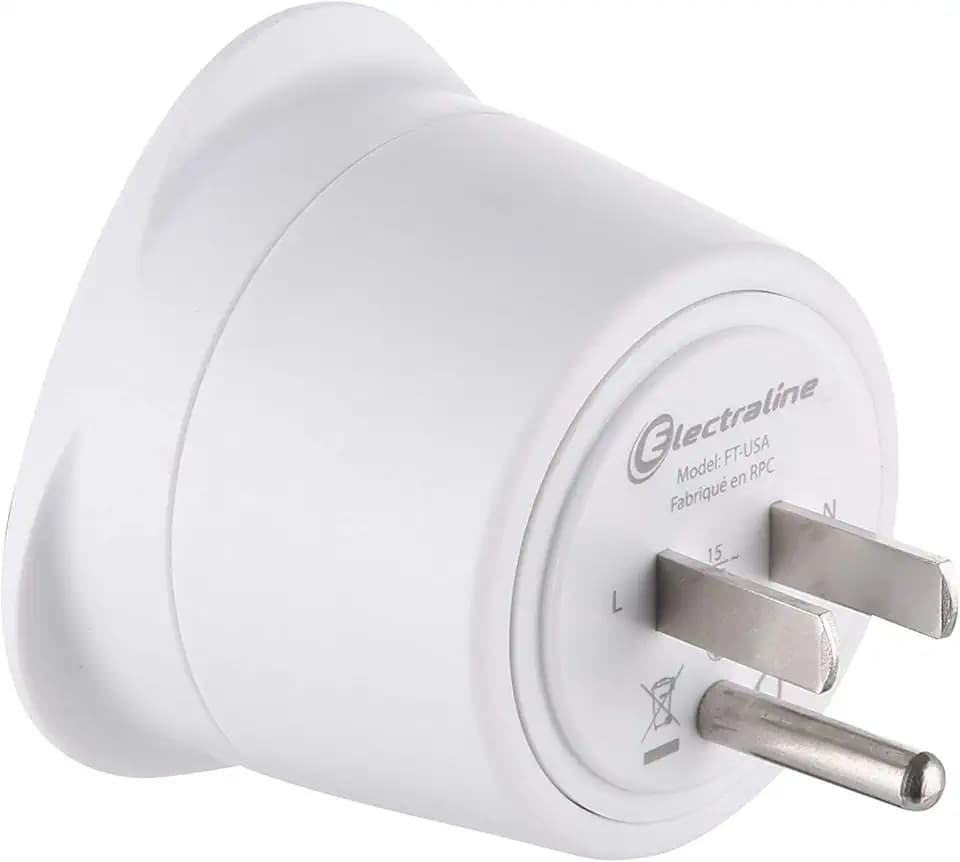 Electraline 70054 Reiseadapter Frankreich, 2-polig, Europa auf 3-polig, USA, Weiß