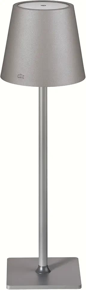 Cilio Sole LED Table Lamp with Touch Sensor, Dimmable with Memory Function, Up to 13 Hours of Lighting Time, for Indoor and Outdoor Use, Metal/Plastic, 13.75" H, 4.25" Diameter, Gray