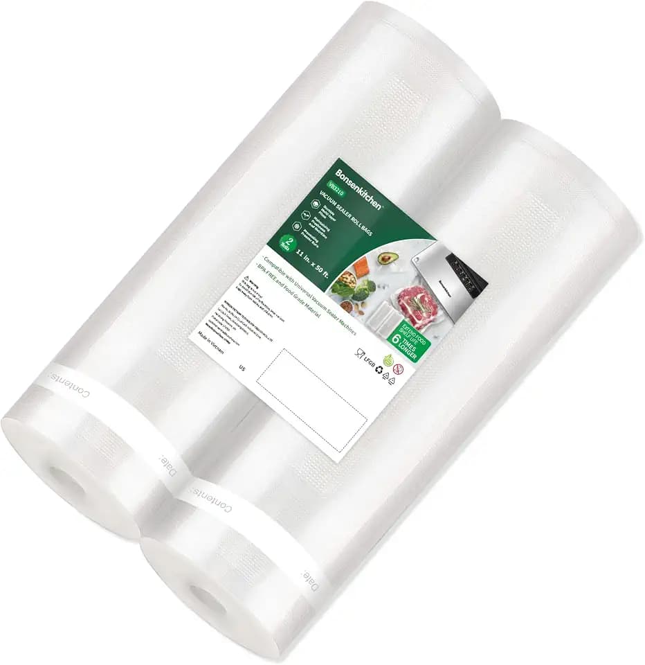 Bonsenkitchen Vacuum Sealer Bags, 2 Rolls 11" x 50', for Food Storage Saver