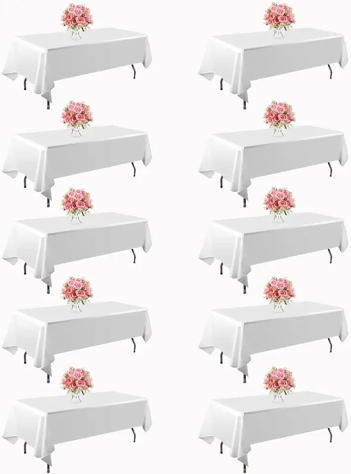 10 Pack White Table Cloth Rectangle Table 60x102inch Fit 6 Ft Tables