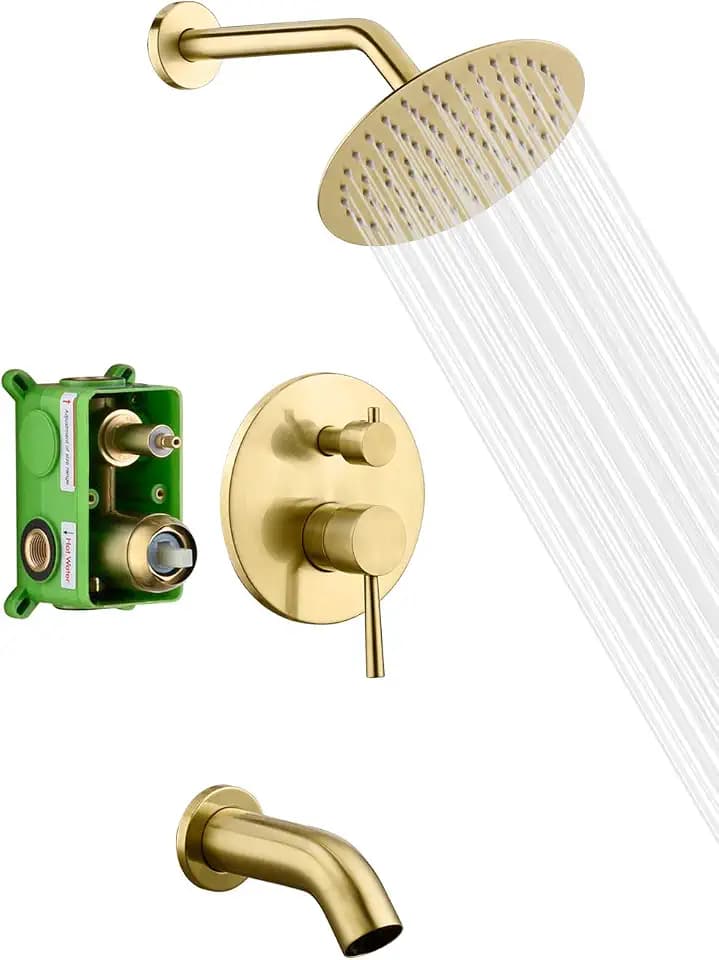 SUMERAIN Bathroom Shower and Tub Faucet Set Brushed Gold