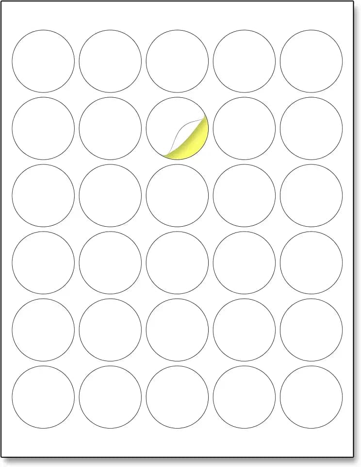 1.5 inch Round Labels Printable Circle Stickers - 8.5" x 11", 200 Sheets