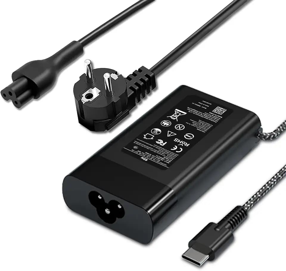 65 W USB C Laptop-Ladegerät für HP Chromebook X360, HP Spectre X360, HP Elite, HP Pavilion X2, HP Probook X360, Elitebook, Envy, Netzkabel für Laptop Typ C