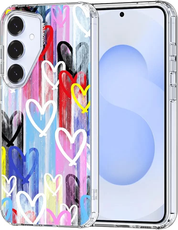 MOSNOVO for Samsung Galaxy S25 Plus Case/Galaxy S24 Plus Case, Shockproof Military-Grade Protection 6.6ft Drop Tested, Clear Phone Case for Galaxy S25 Plus / S24 Plus, Graffiti Hearts Design