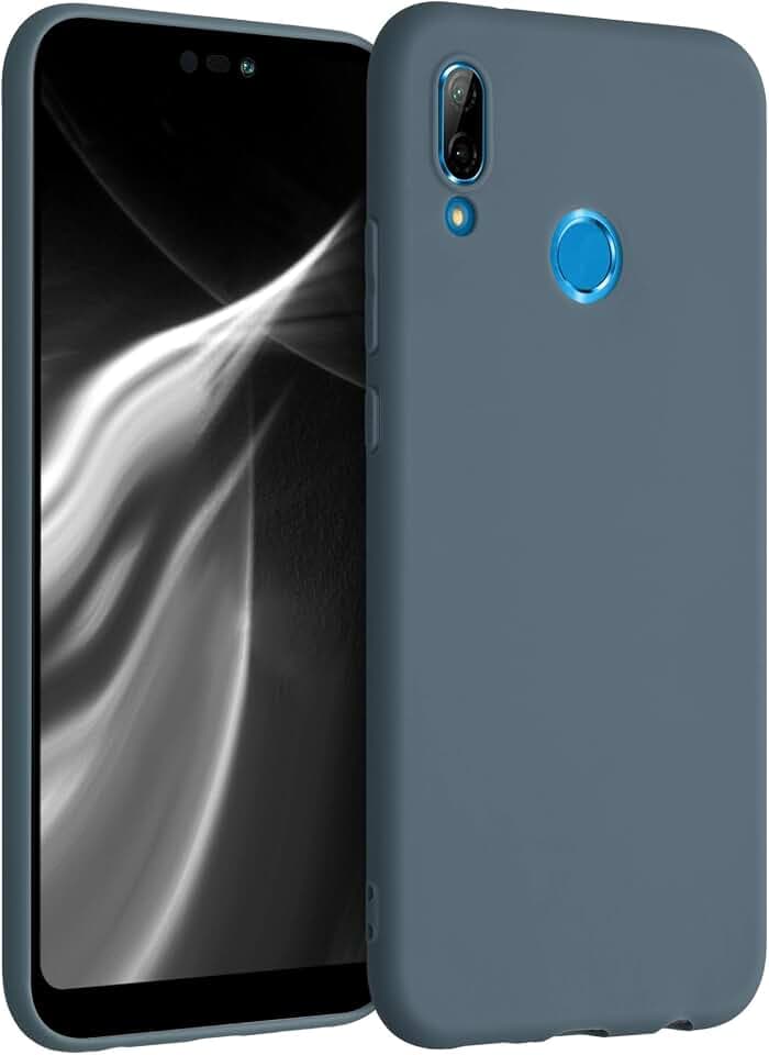 kwmobile Hülle für Huawei P20 Lite TPU Case - Handyhülle unterstützt kabelloses Laden, Flexible Schutzhülle, gummiertes Cover in Dunkler Schiefer