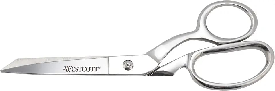 Westcott 8-Inch Forged Heavy Duty Bent Fabric Scissors, Precision-Ground Knife-Edge Blades for Seamless Cutting, Perfect for Sewing, Crafts, and Office
