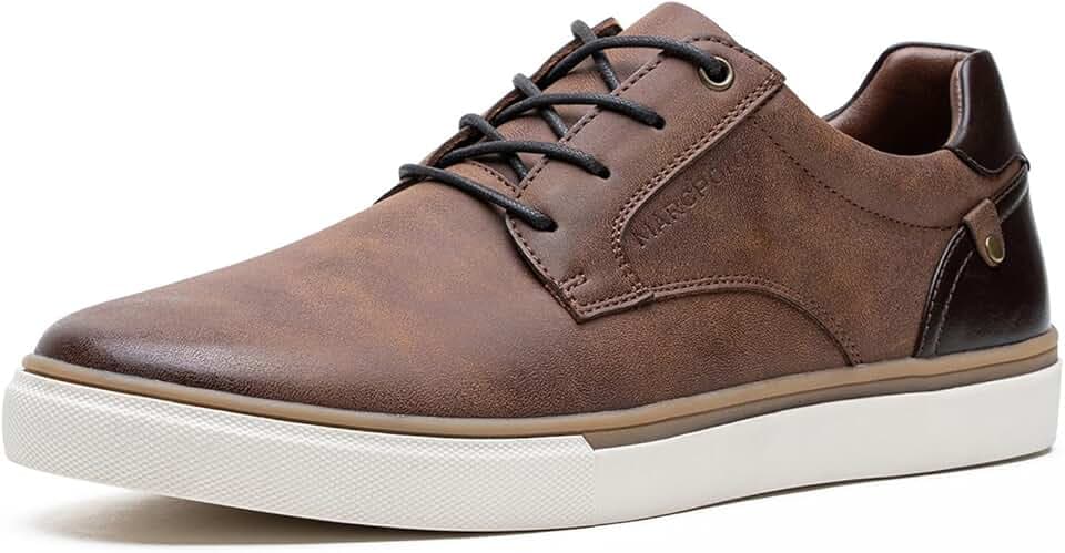 Marcport Men's Dress Sneakers Casual Business Shoes Comfortable Lace-Up Lightweight Walking Shoes Non-Slip Work Office Shoes (Dark Brown 12)