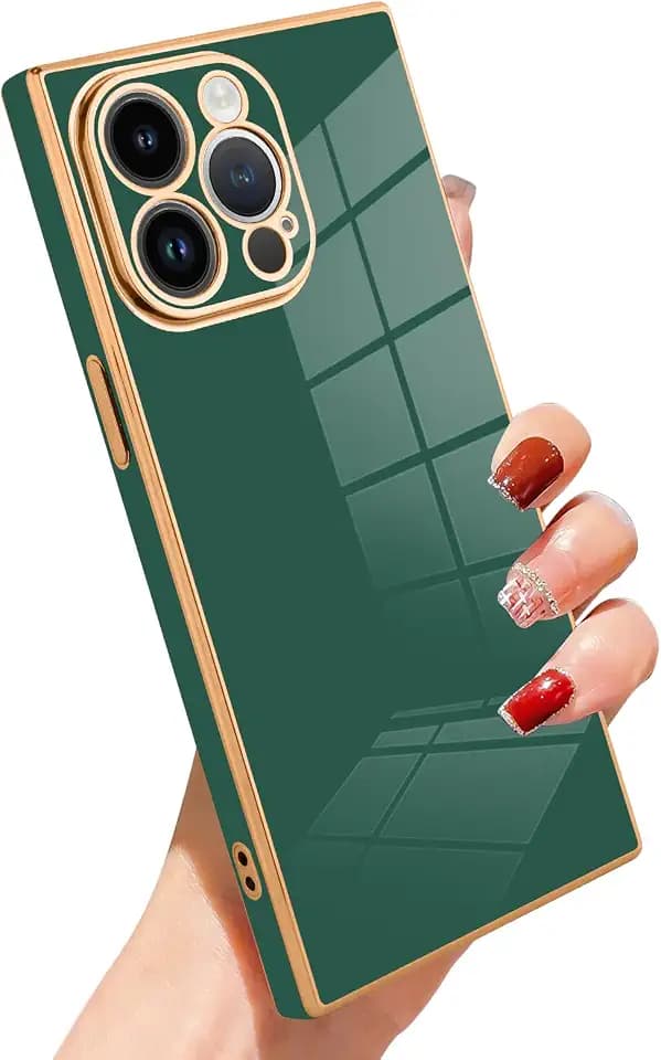 SAKUULO Luxury Rectangle Case for iPhone 15 Pro Max, Green