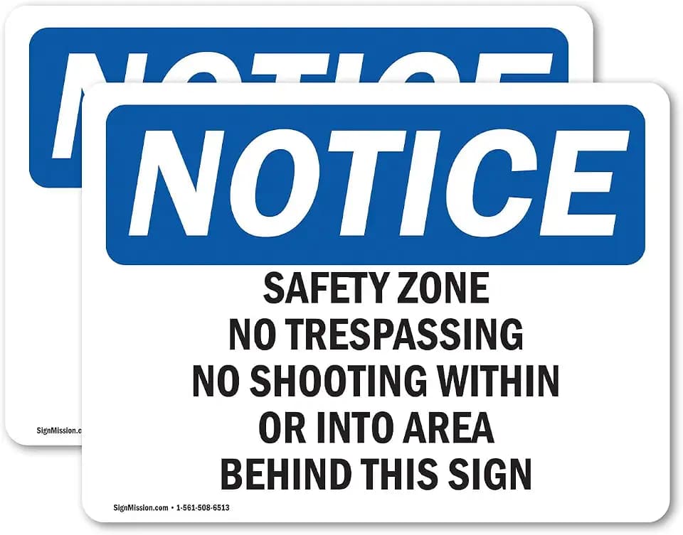 (2 Pack) Safety Zone No Trespassing No Shooting Within OSHA Notice Sign 10 Inch X 7 Inch Vinyl Label Decal Sticker Weather Resistant, UV Protected for Workplace, Business, and Construction Site, Made in the USA