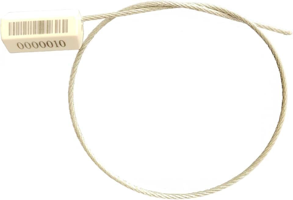 ISO/PAS 17712 50pcs Compliant Security Cable Seals with Unique Barcode Serial Number Tamper Proof Pull Tight Steel Wire Seals (White, Model: CSS-007)