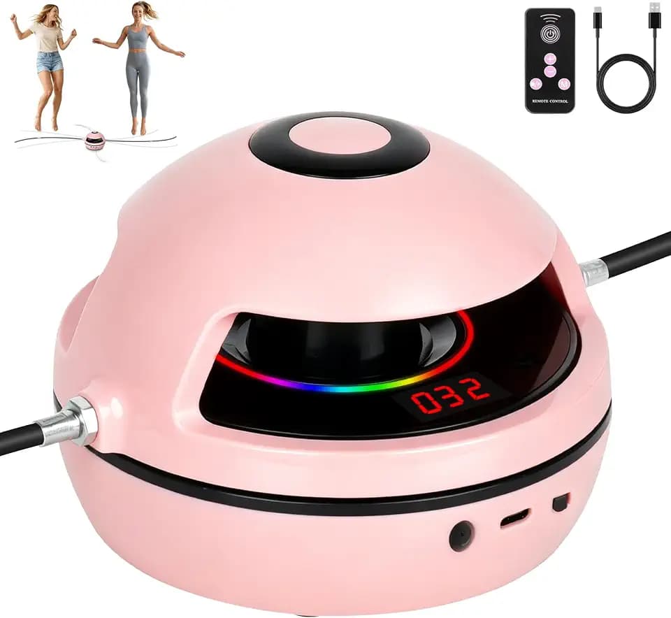 Elektronische Springseil, Intelligente Springseilmaschine, Einstellbares Multiplayer-Springseil mit LED-Anzeigezähler, Jump Rope, Bluetooth Springseilmaschine, 1-10 Geschwindigkeitsstufe(Rosa)