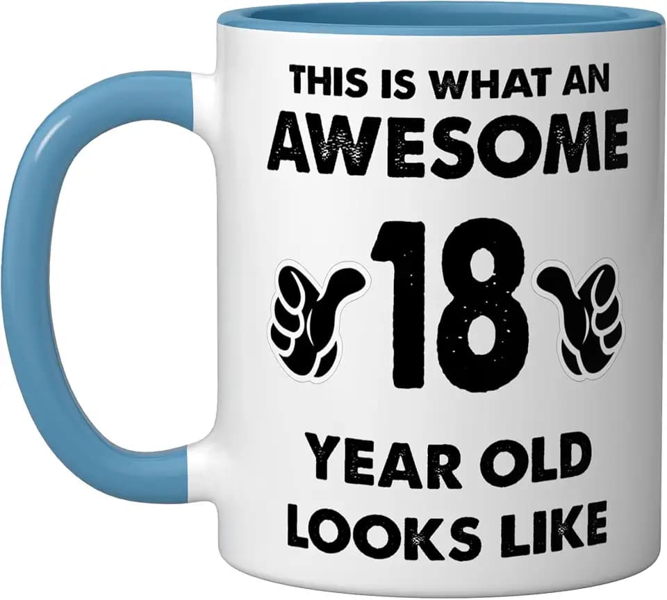 Mug This Is What An Awesome 18 Year Old Looks Like Ceramic Mug, Blue/White, 11oz