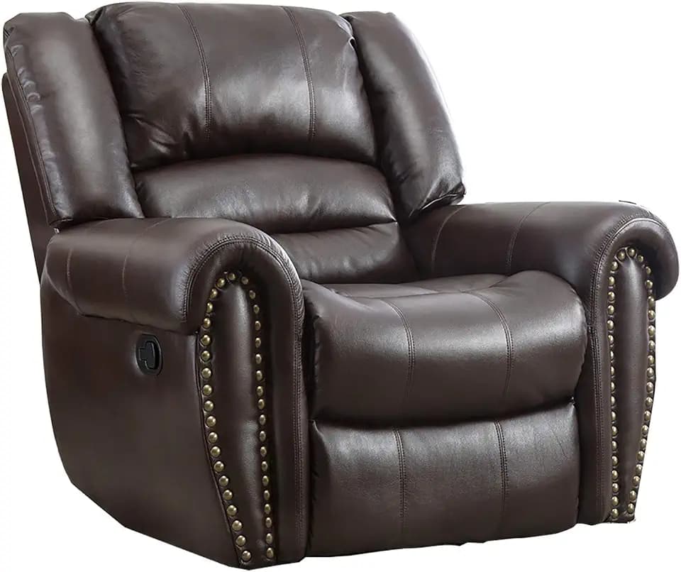BONZY Leather Cover Living Room Lounge Chair, Brown