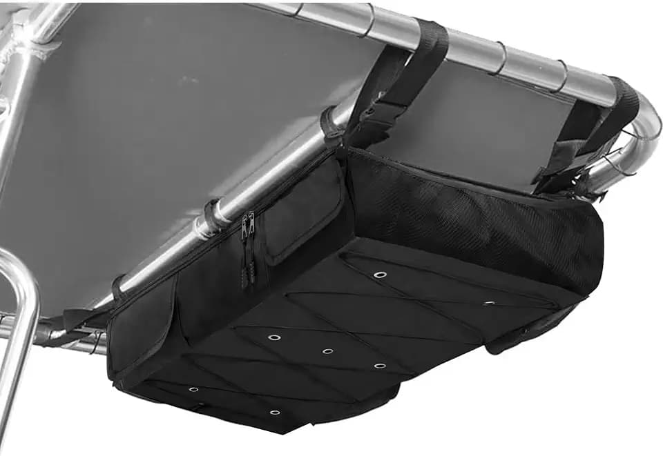 MDSTOP T-Top Storage Bag, Boat Life Jackets Bag Can Secure 4 Fishing Rods, Hold 4-6 Type II Life Jackets, for Most T-Top Hard Tops, Bimini-Tops, Pontoon Tops(Life Jackets not Included)