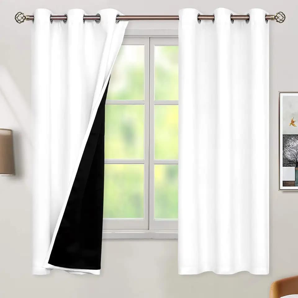 BGment White Blackout Curtains for Bedroom 38 x 63 Inch 2 Panels