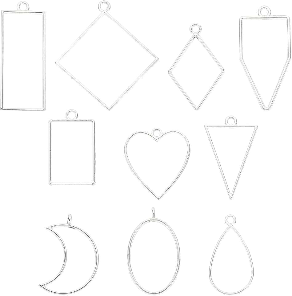 PATIKIL 40pcs Open Bezels, Resin Bezels Pendants Mold Open Back Bezels Alloy Hollow Frame Bulk for Resin Jewelry Making