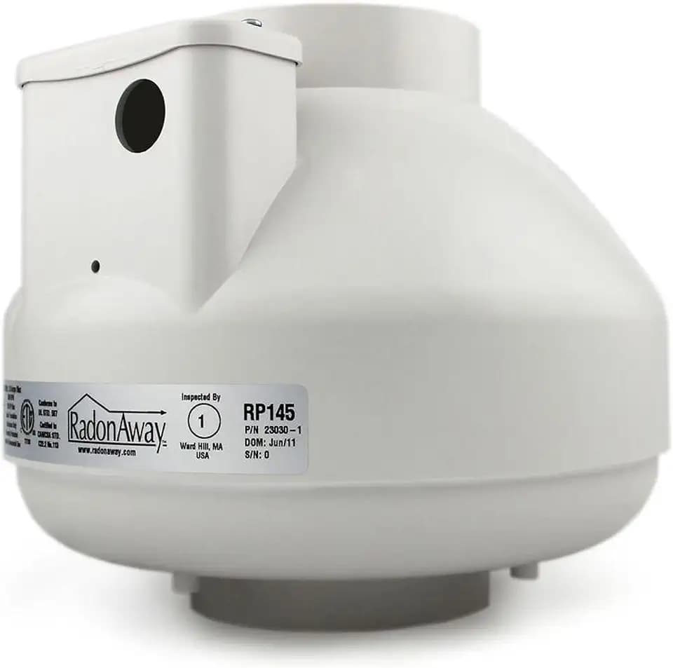 RadonAway RP145C Radon Fan P/N 23030-1 Inlet/outlet Diameter of 4.5