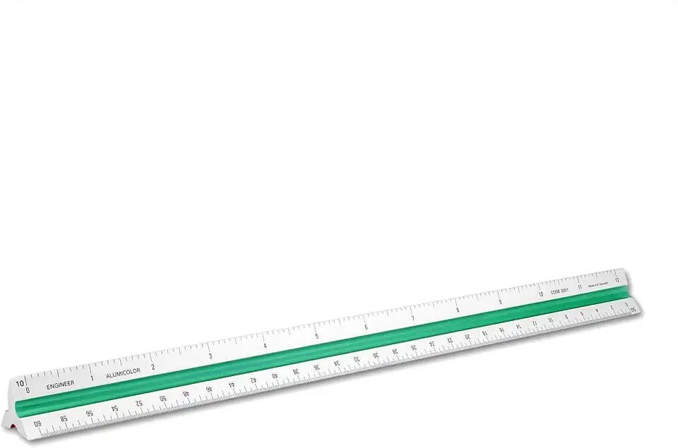Alumicolor Aluminum Engineer Color-Coded Solid Drafting Scale, 12IN, Silver