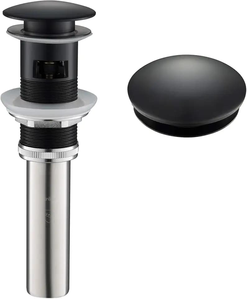KRAUS Pop-Up Drain with Overflow in Matte Black, PU-11MB