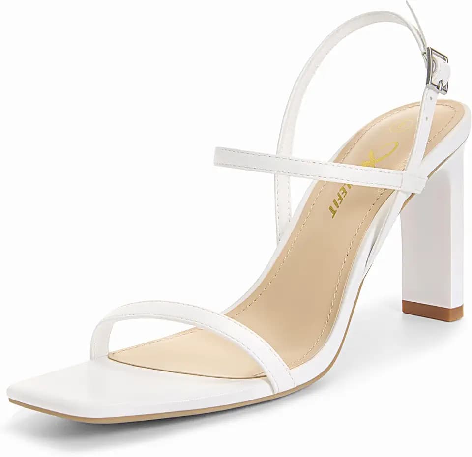 Athlefit Women's Strappy High Block Heels Square Toe Wedding Heeled Sandals