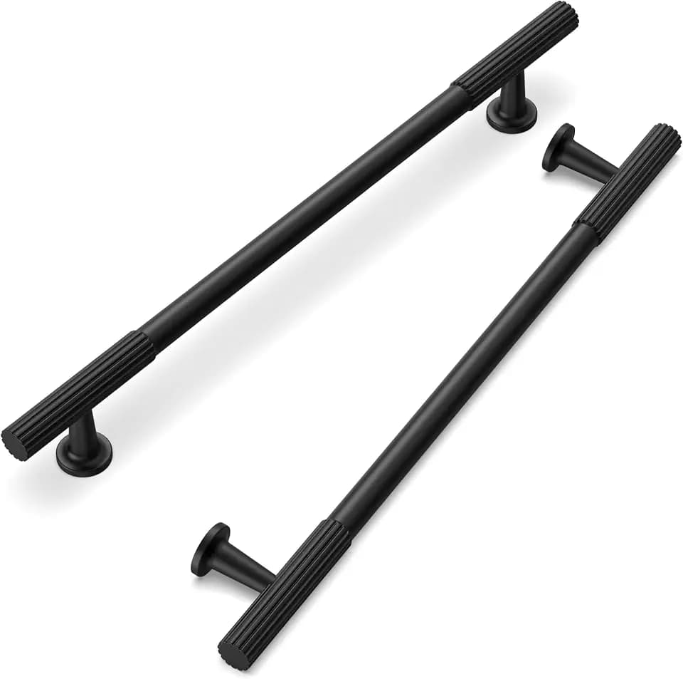 FILTA 10 Pack Matte Black Cabinet Handles 7.5 Inch(192mm) Stylish Kitchen Cabinet Handles Zinc Alloy Modern Cabinet Hardware Pulls for Drawer Dresser