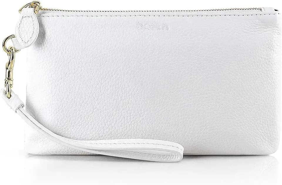 befen Genuine Leather Wristlet Clutch RFID Blocking Bag Cell Phone Purse