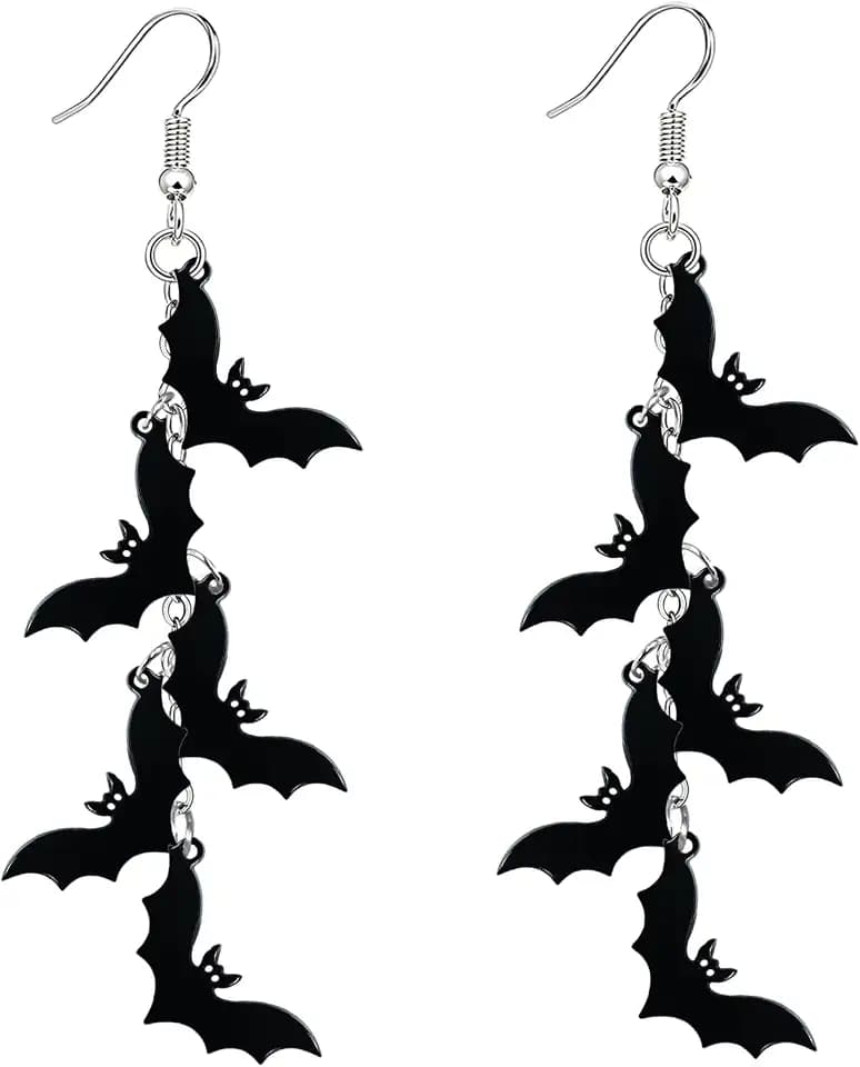 Nanafast Gothic Halloween Earrings for Women Pumpkin Ghost Bat Acrylic Dangle Earrings for Halloween Costume Party