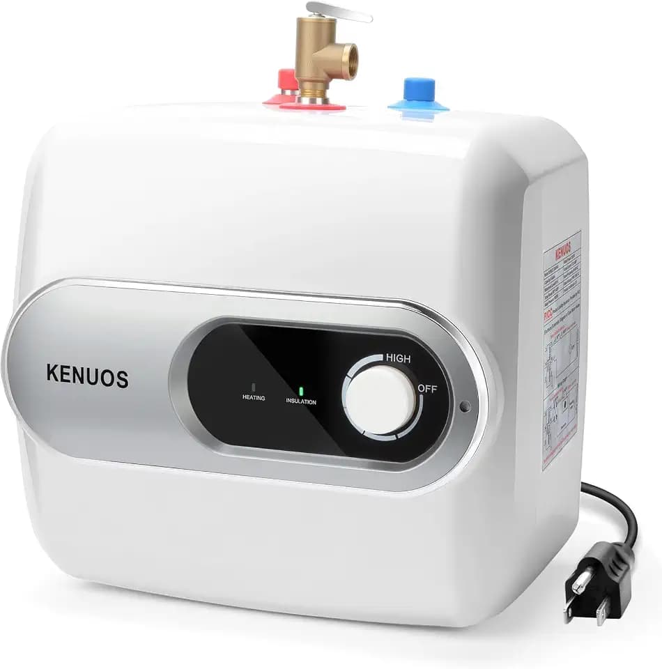 4 Gallon Water Heater Under Sink Instant Hot Water Heaters 1500W 110V 120V Mini Tank Water Heater with T&P Vavle 1/2" NPT for Kitchen,Bathroom,Camper,RV,Grey