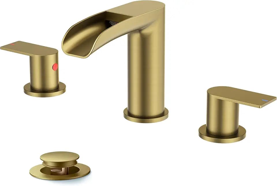 FORIOUS Bathroom Faucet 3 Hole Widespread Sink 8 Inch 2 Handle Brushed Gold