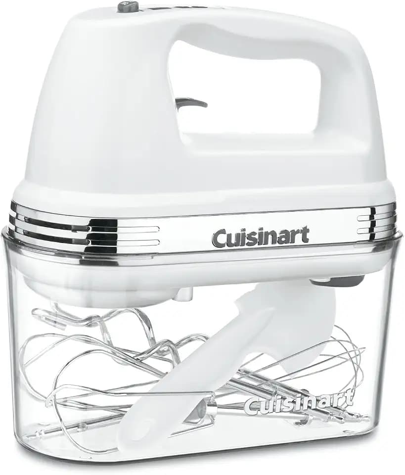 Cuisinart Power Advantage PLUS 9-Speed Hand Mixer, 220W-Motor Hand Blender Electric Mixer with 9 Speed Settings, Extra-Long Dishwasher-Safe Beaters, 3 Low Mixing Speeds, Storage Case, HM-90S, White