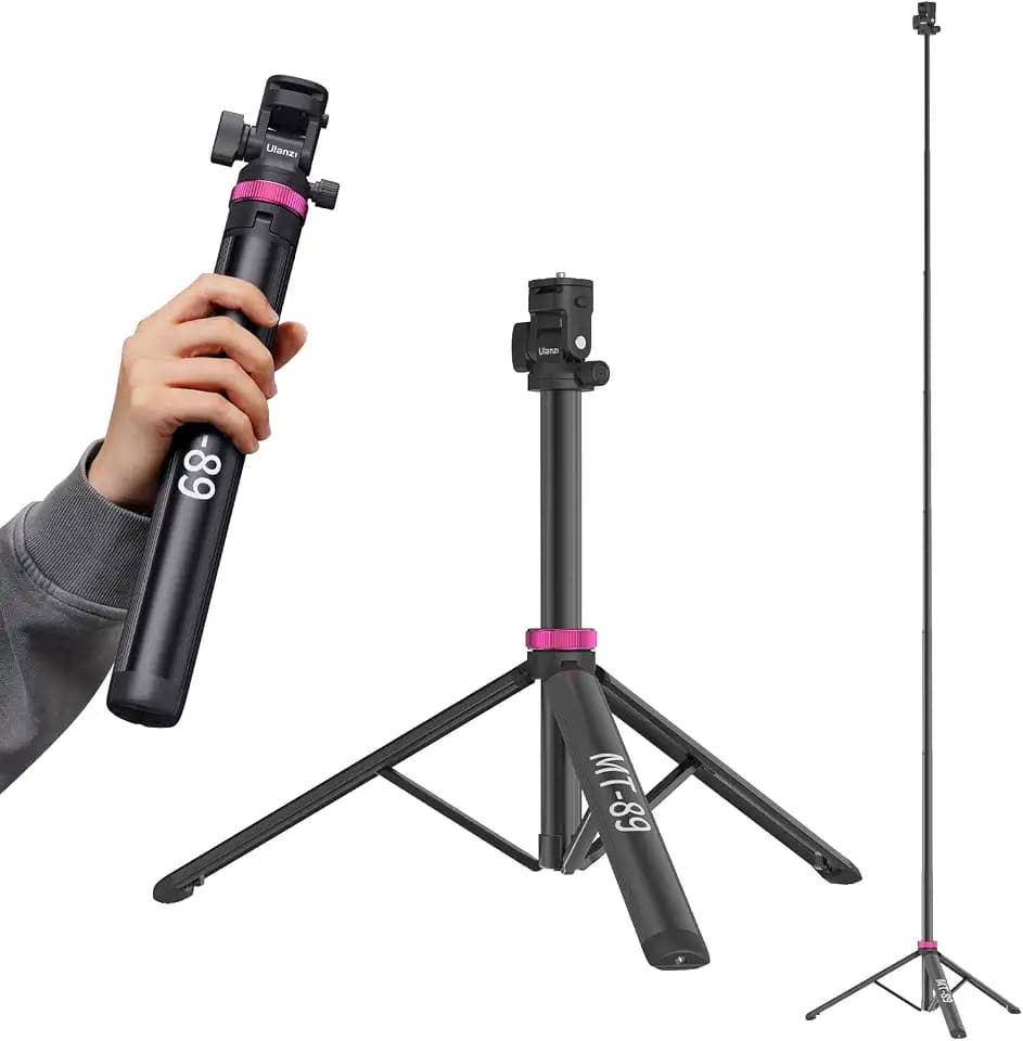 ULANZI MT-89 Ausziehbares Stativ Aluminium, 208cm Lichtstativ tragbares verstellbares mit 1/4 Zoll Schraube, Schnellverschluss, 360° Kugelkopf, Kamera Handy stativ für Kamera, Videolicht, Smartphone