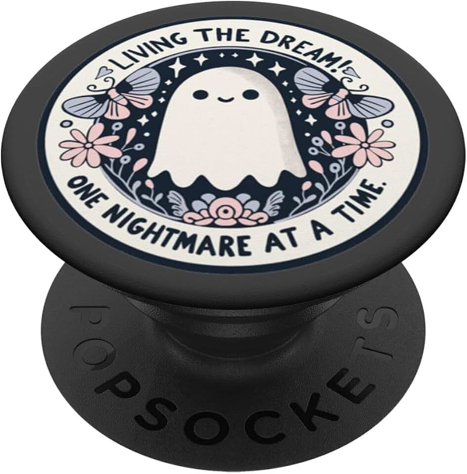 Spooky Ghost Dark Humor Living the Dream Bookish Reading PopSockets Adhesive PopGrip