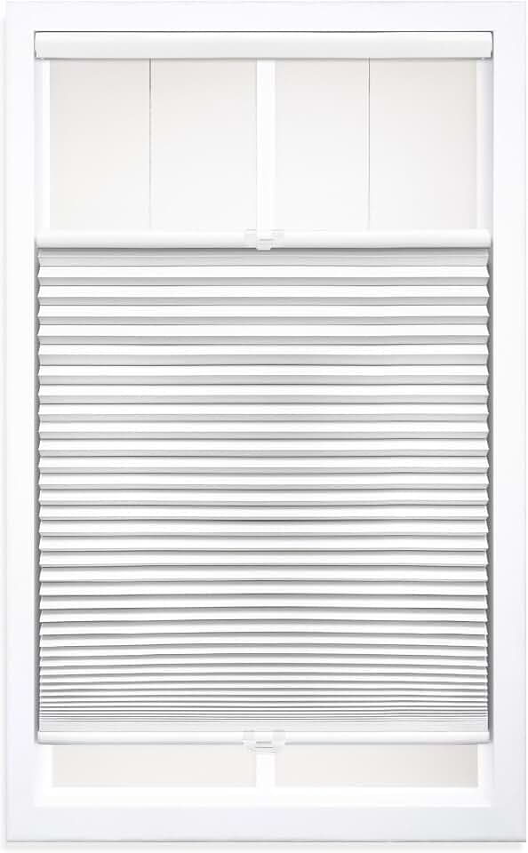 DEZ FURNISHINGS Cordless 1.5" Blackout Top Down Bottom Up Cellular Shade, 69"W x 64"H, White