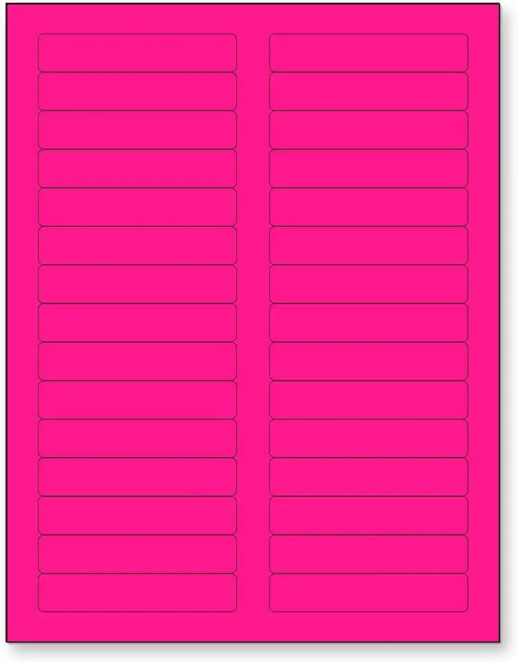 NextDayLabels - 8-1/2 x 11 Neon Color High Light Fluorescent Labels for Laser & Inkjet Printer (Pink Fluorescent, 2/3" x 3-7/16" - 30 Per Page | 750 Labels)